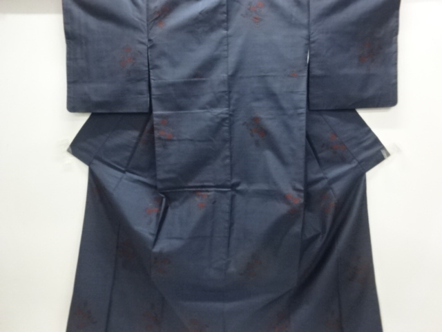 JAPANESE KIMONO / DORO OSHIMA TSUMUGI / WOVEN FLORAL PLANTS / 7MARUKI